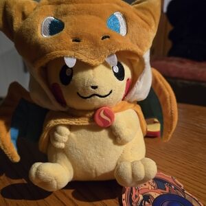 Pokemon Pikachu in Charizard Costume - Orange and Yellow